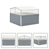 Szklarnie ogrodowe - The Living Store Szklarnia szara stal ocynkowana 100×100×85 cm - miniaturka - grafika 1