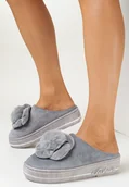 Kapcie damskie - Szare Kapcie na Platformie z Pomponem Conine - miniaturka - grafika 1