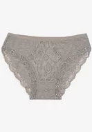 Majtki damskie - Szare Bawełniane Majtki Figi z Gumką w Pasie i Koronką Obetta - miniaturka - grafika 1
