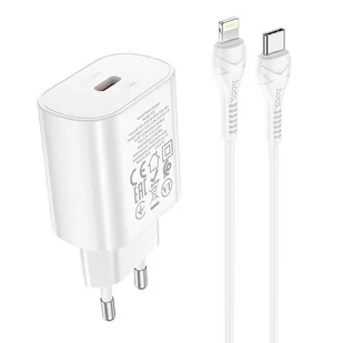 HOCO ładowarka sieciowa Typ C PD 25W QC3.0 z kablem do Lightning 8-pin Jetta N22 biała - Akcesoria do smartwatchy - miniaturka - grafika 1