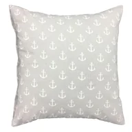 Poszewki na poduszki - Poszewka Bawełniana 50X60 930E Szara W Kotwice Białe Obustronna - miniaturka - grafika 1