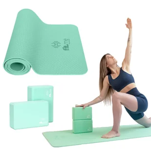 Zestaw do jogi 2 x kostka i mata do jogi light green  Fit.Me - Maty do jogi - miniaturka - grafika 1