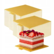 Dodatki do ciast w proszku - Podkład pod tort złoty monoporcje podkładka bankietówka 8x8cm 100 sztuk - miniaturka - grafika 1