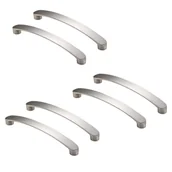 Zawiasy, okucia i inne akcesoria - Komplet 6 chromowanych uchwytów do mebli kuchennych, nikiel szczotkowany, rozstaw osi 160 mm. - miniaturka - grafika 1
