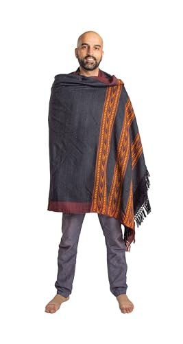 Om Shanti Crafts Medytacja lub modlitwa szal lub zwykły koc, wełniany szal/chusta, szalik oversize, unisex, ciemnoszary, 7,5' x 3,5', ciemnoszary, 7.5' x 3.5'