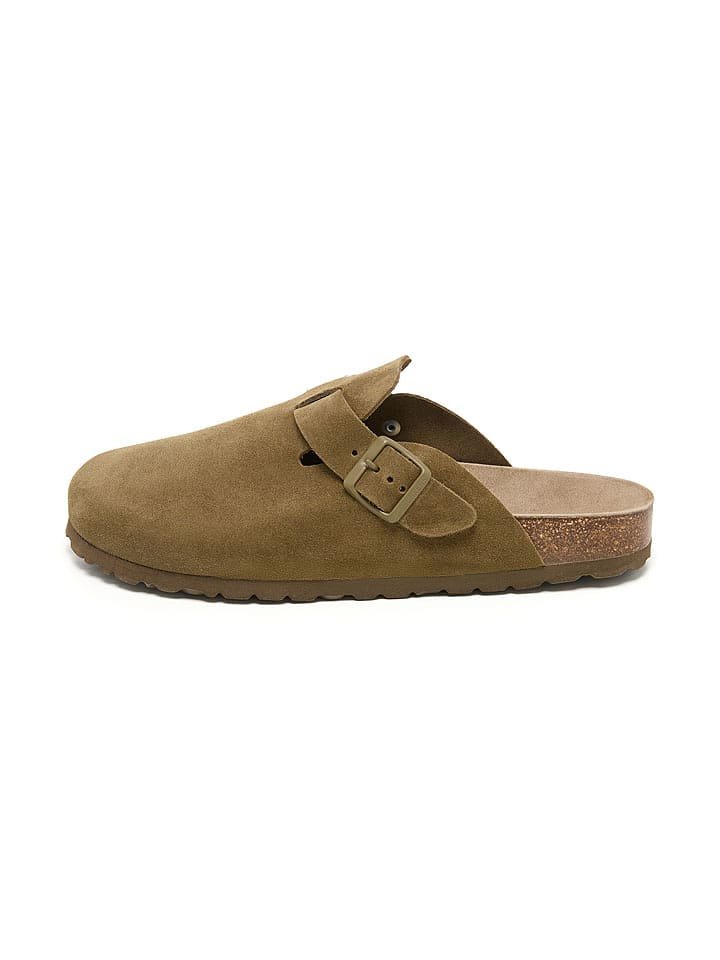 BABUNKERS Family Skórzane chodaki w kolorze khaki