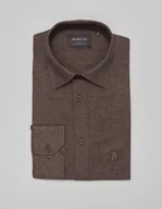 Koszule męskie - koszula contrada 00446 długi rękaw brąz classic fit - miniaturka - grafika 1