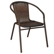 Fotele i krzesła ogrodowe - Krzesło ogrodowe metalowe, plecione krzesło na balkon brązowe GF1022 - miniaturka - grafika 1