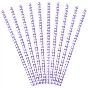PartyDeco Słomki papierowe "Karo", liliowe, 10 szt SPP6-004 - Słomki do napojów - miniaturka - grafika 1