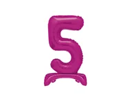 Balony i akcesoria - Balon foliowy stojący cyfra 5 różowy - 76 cm - 1szt. - miniaturka - grafika 1