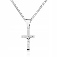Biżuteria dla dzieci - 925 Srebrny łańcuszek krzyżyk DEDYKACJA 40 cm P3K7 - miniaturka - grafika 1