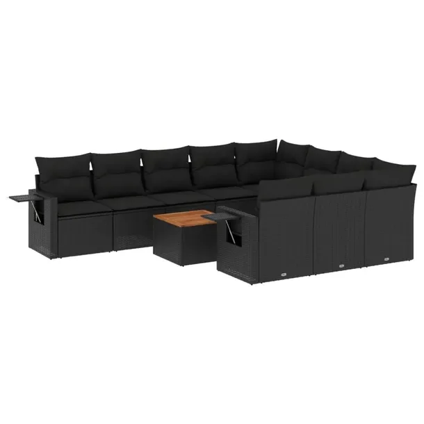 Zestaw wypoczynkowy rattan PE czarny 62x62x69cm