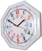 Zabawki interaktywne dla dzieci - Zegar edukacyjny nauka czasu oktagon biały - miniaturka - grafika 1