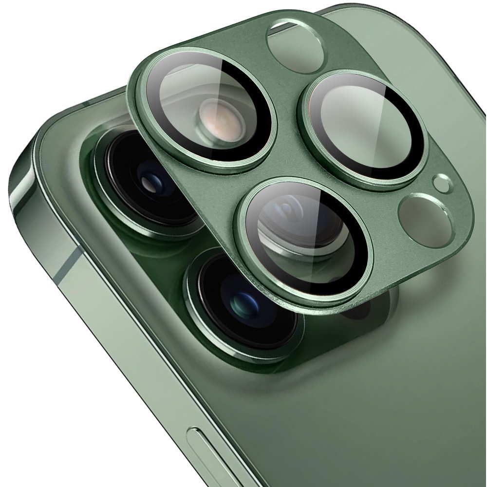 Metalowa osłona na cały aparat do iPhone 13 Pro, zielona