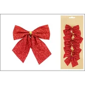 Ozdoby bożonarodzeniowe - Kokardy czerwone brokatowe 6 sztuk - miniaturka - grafika 1