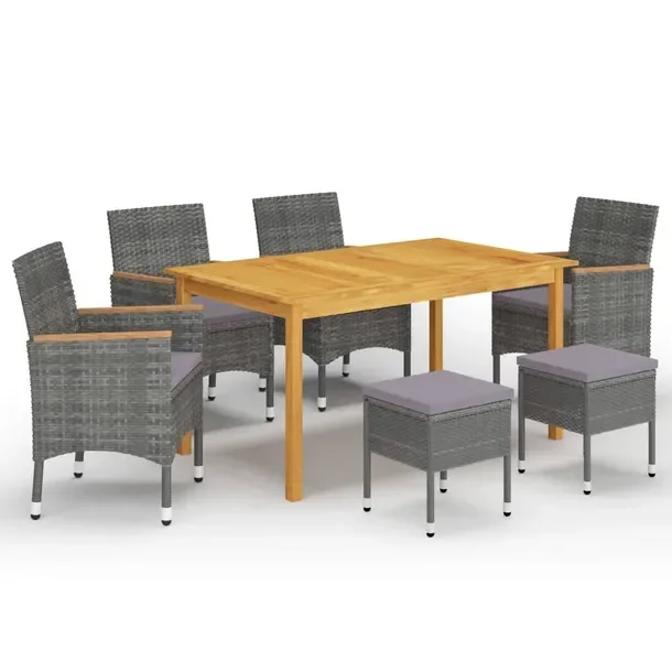 Zestaw Mebli Ogrodowych z Drewna Akacjowego i Rattanu PE, Stół 150x90x74