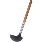 Pozostałe akcesoria kuchenne - Excellent Houseware Łyżka CHOCHLA czarna z drewnianą rączką do nalewania zupy sosu gulaszu 30 cm 259039 - miniaturka - grafika 1