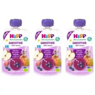 Desery dla dzieci - Hipp Smoothie Mus z owoców i soków po 1. roku jabłka-gruszki-jagody zestaw 3 x 120 ml Bio - miniaturka - grafika 1