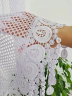 Firany - KRÓTKA FIRANKA Z SIATECZKI GIPIURA DO SALONY KUCHNI FIRANA GOTOWA BIAŁA - miniaturka - grafika 1