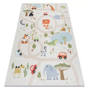 Dywan do prania BAMBINO 1165 Zoo, dla dzieci, antypoślizgowy - beż, 160x220 cm - Dywany dla dzieci - miniaturka - grafika 1