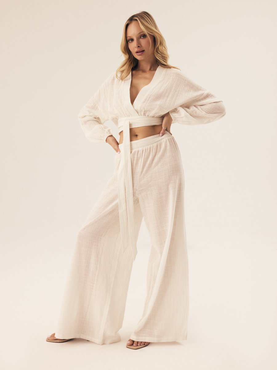 Spodnie damskie plażowe Seaside Esotiq kremowy L