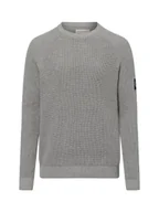 Swetry męskie - Calvin Klein Jeans Męski sweter z dzianiny Mężczyźni Bawełna szary jednolity, S - miniaturka - grafika 1