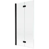 Parawany nawannowe - Mexen Mist parawan nawannowy 2-skrzydłowy lewy 90 x 150 cm, transparent, czarny - 8A9-090-002-70-00-L - miniaturka - grafika 1