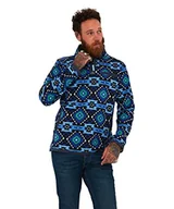 Bluzy męskie - Joe Browns Męska bluza na szyję z nadrukiem azteckim na zamek, NIEBIESKI, S - miniaturka - grafika 1