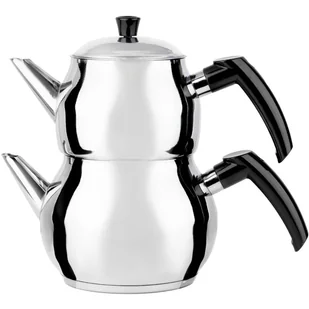 Czajnik stalowy do tureckiej herbaty podwójny 1L Indukcja/gaz czarne uchwyty - Czajniki na gaz - miniaturka - grafika 1
