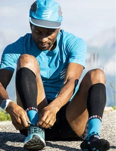 COMPRESSPORT Skarpety kompresyjne FULL SOCKS WINTER RUN mosaic blue - Skarpetki sportowe męskie - miniaturka - grafika 4