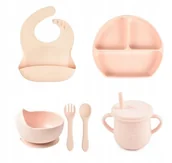 Miseczki i talerzyki dla dzieci - PIERWSZE NACZYNIA ZESTAW DO KARMIENIA DLA DZIECI SILIKONOWE NACZYNIA - miniaturka - grafika 1