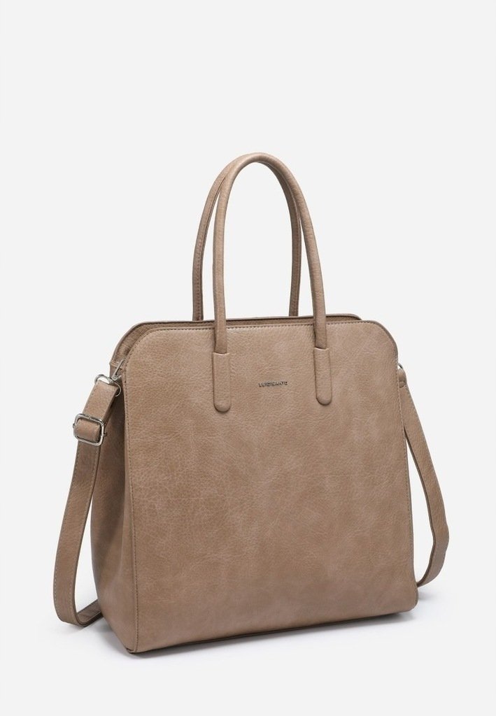 Elegancka Pojemna Torba Beżowa Torebka Damska LUIGISANTO Pasek