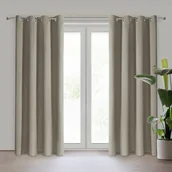 Zasłony - Zasłona gotowa Nerisa 140 x 250 cm przelotki ciemnobeżowy - miniaturka - grafika 1