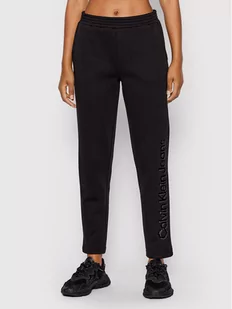 Calvin Klein Jeans Spodnie dresowe J20J217752 Czarny Regular Fit - Spodnie sportowe damskie - miniaturka - grafika 1