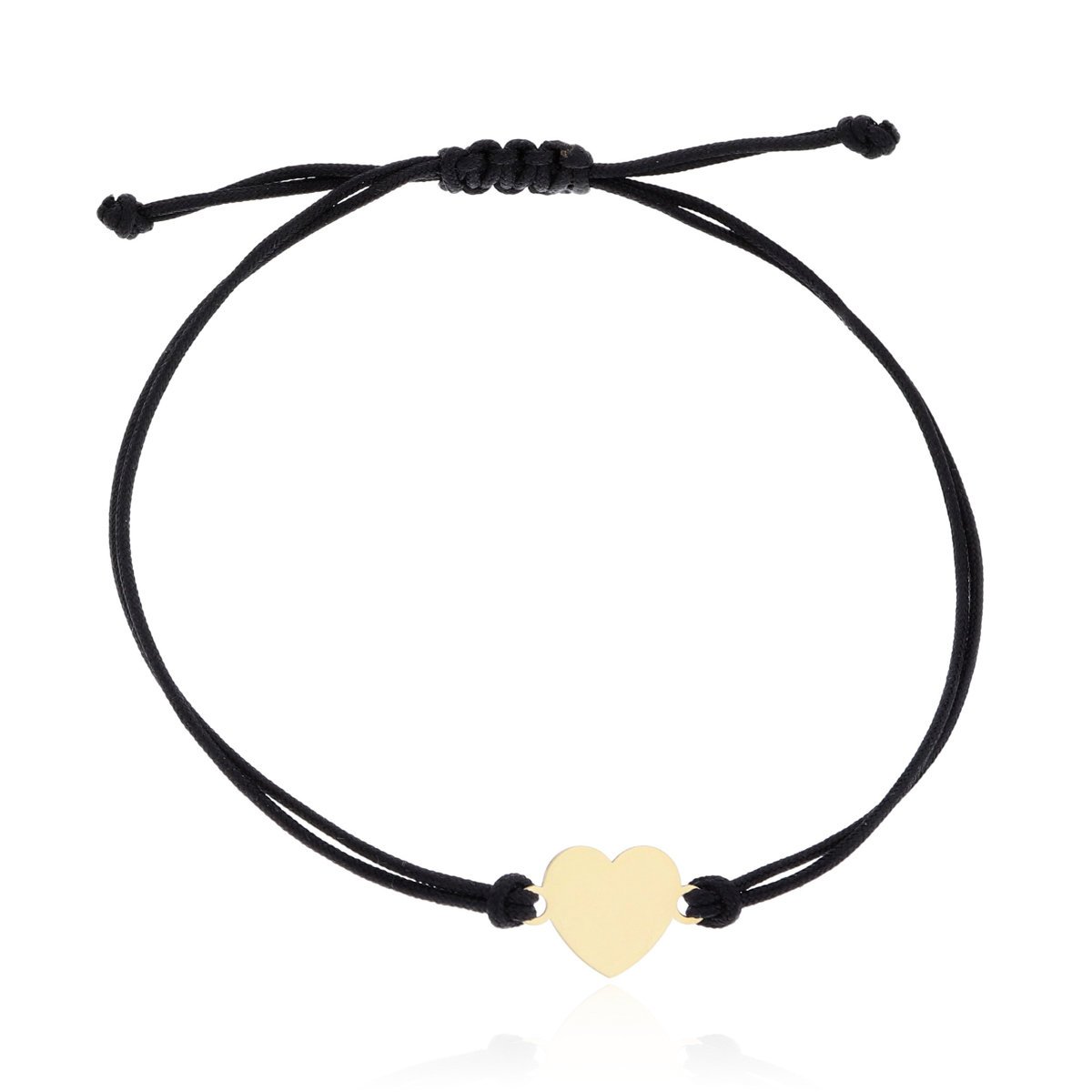 Bransoletka czarny sznurek złote serce pr.585