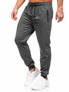 Spodnie sportowe męskie - Grafitowe spodnie męskie joggery dresowe Denley JX6105 - miniaturka - grafika 1