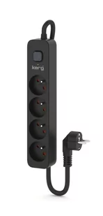 Urządz. zas.-zabezpiecz. KERG z wyłącznikiem-4 gniazda-czarny-1,5m-16A-H05VV-F-3x1,5mm2 - Przewody elektryczne - miniaturka - grafika 1