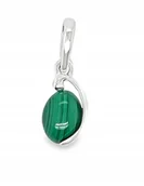 Wisiorki - Zawieszka srebrna z naturalnym malachitem zielony kamień srebro 925 - miniaturka - grafika 1