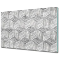 Deski do krojenia - Szklane Deski Kuchenne - Dekoracyjny Element - Szare kostki efekt 3d - 80x52 cm - miniaturka - grafika 1