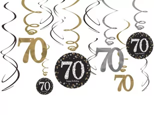 Amscan 12 Dekoracyjnych spirali Sparkling Celebration 70 Lat 671964 - Gadżety na imprezę - miniaturka - grafika 1