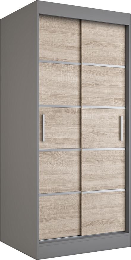Elior Szafa przesuwna w kolorze antracyt + dąb sonoma - Livia 2X