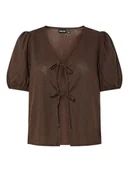 Koszulki i topy damskie - Pieces Top "Frieda" w kolorze brązowym - miniaturka - grafika 1