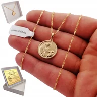 Biżuteria dla dzieci - PIĘKNY ZŁOTY NASZYJNIK KOMUNIJNY 18K GRAWER GRATIS - miniaturka - grafika 1
