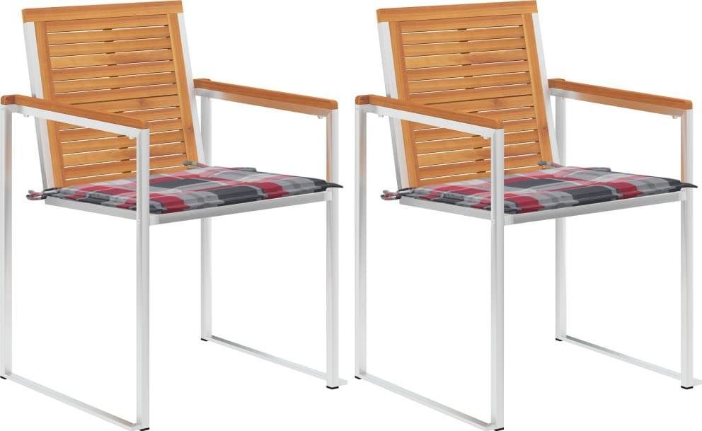 vidaXL vidaXL Krzesła ogrodowe z poduszkami, 2 szt., drewno akacjowe i stal