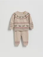 Komplety dla niemowląt - Reserved - Dzianinowy komplet z bawełną - kremowy - miniaturka - grafika 1
