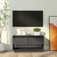 Szafki RTV - Lumarko Szafka pod telewizor, szara, 74x34x40 cm, lite drewno sosnowe - miniaturka - grafika 1