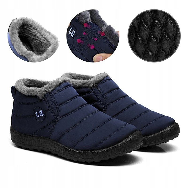 BUTY ZIMOWE OCIEPLANE ŚNIEGOWCE WODOODPORNE GRANAT TRAPERY BOTKI ZA KOSTKĘ