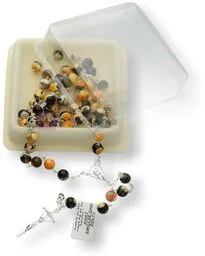 Różaniec srebrny AG, próba 925, kamień AGAT SMOCZE OKO ŻÓŁTY - Różańce - miniaturka - grafika 1