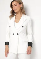 Marynarki i żakiety damskie - Biała Marynarka Dwurzędowa z Ozdobnym Klapami Lorhiris - miniaturka - grafika 1