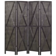 Parawany - 4-panelowy składany parawan pokojowy drewniany 170 x 163 cm ciemnobrązowy RIDANNA - miniaturka - grafika 1